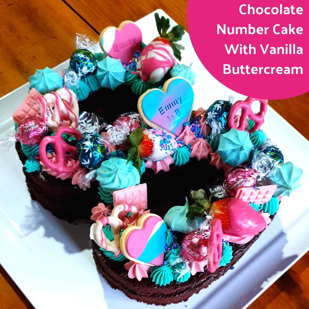 Chocolate Number Cake With Vanilla Buttercream Recipe - DoughCuts