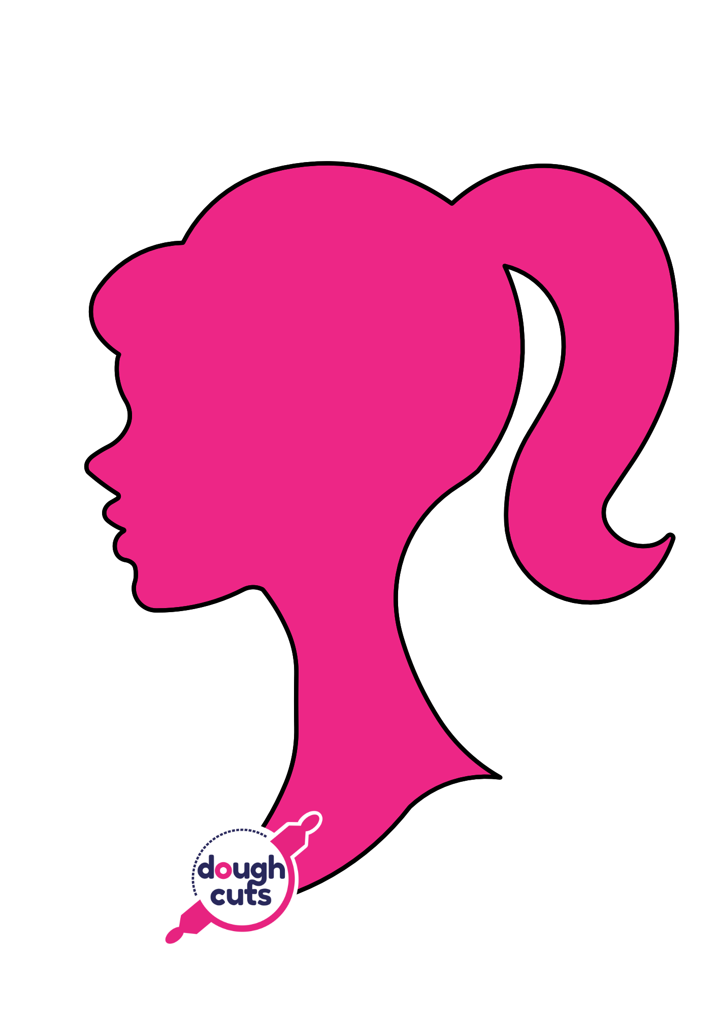 PRINT AT HOME Doll Head 12" Cookie Cake Template DoughCuts