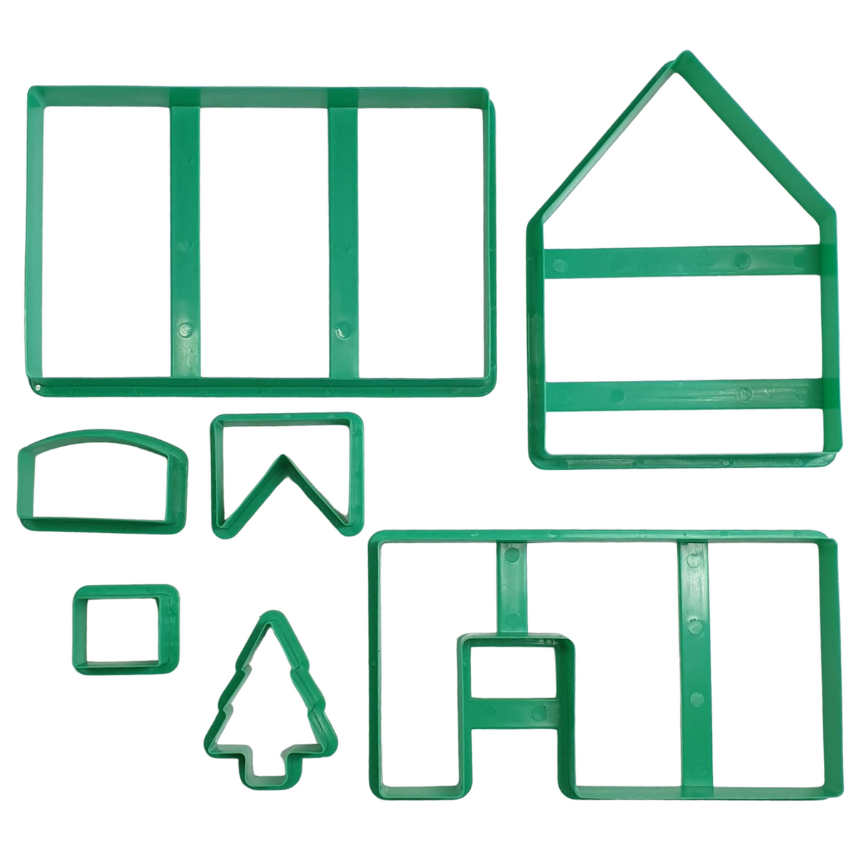 Gingerbread house set of 7 cookie cutters.
