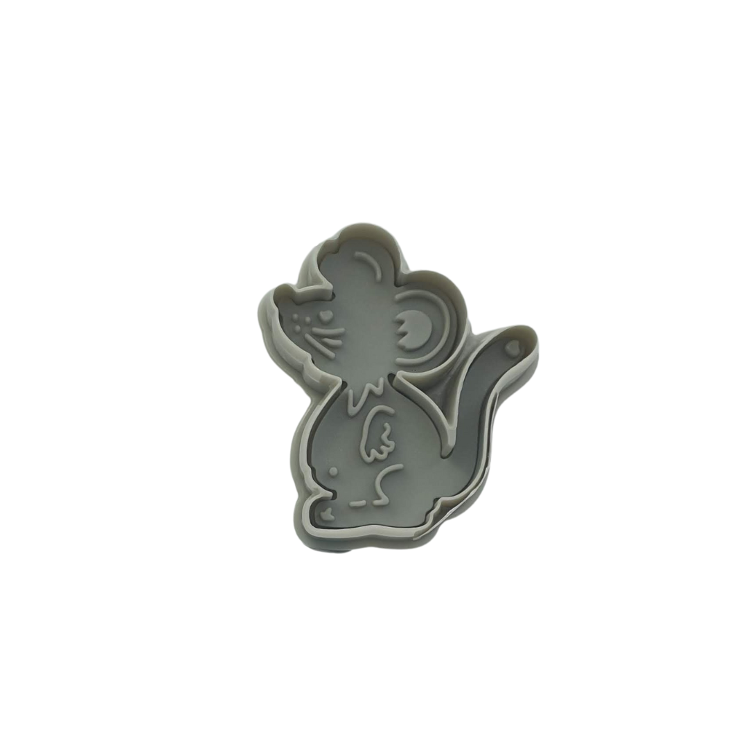 Plastic Mouse Cookie Cutter with Stamp 5.5cm