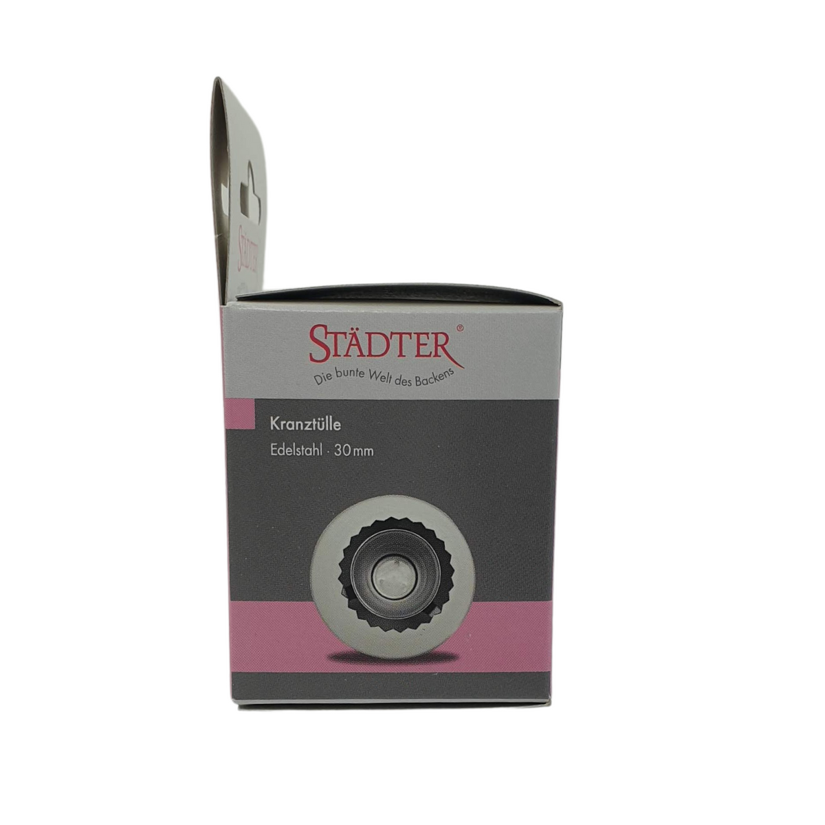 The side of the packing for the icing nozzle with a wreath opening of 30mm is popularly used to pipe meringue wreaths.  