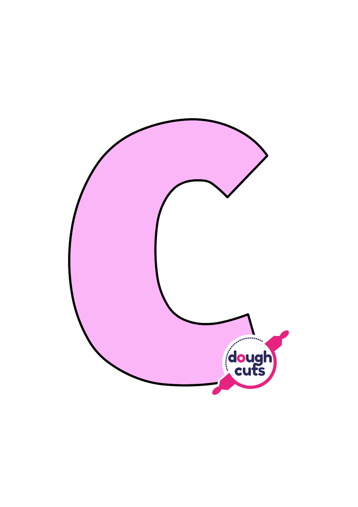 print at home baking stencil for lower case alphabet letter C