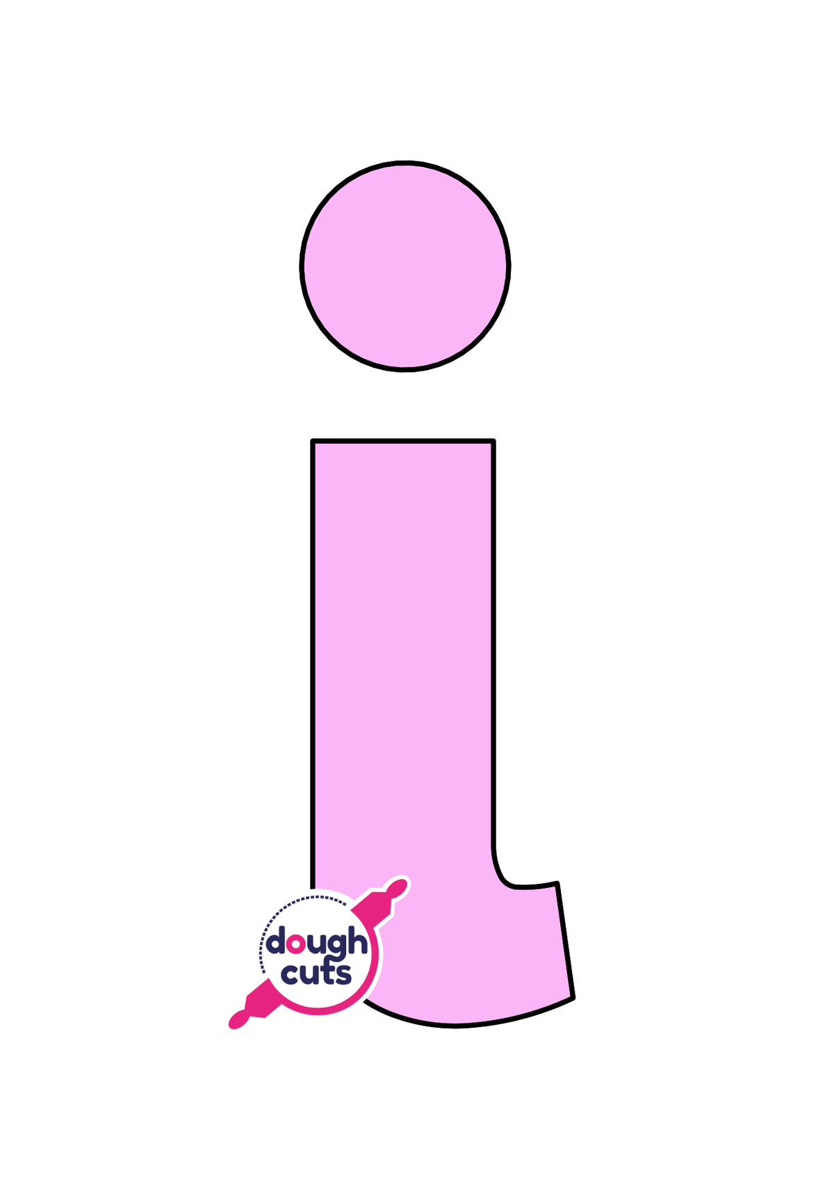 print at home baking stencil for lower case alphabet letter i
