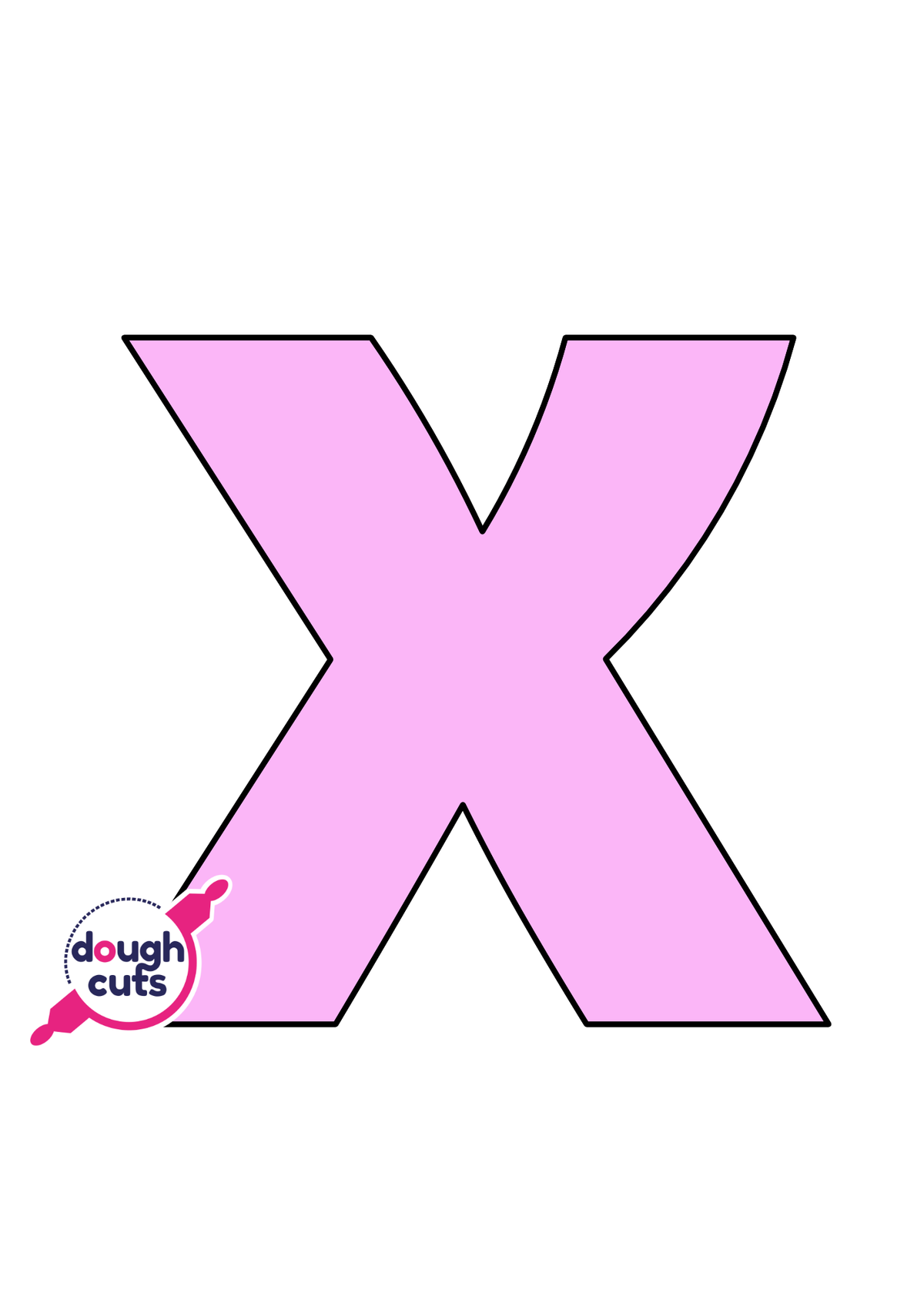 print at home baking stencil for lower case alphabet letter x
