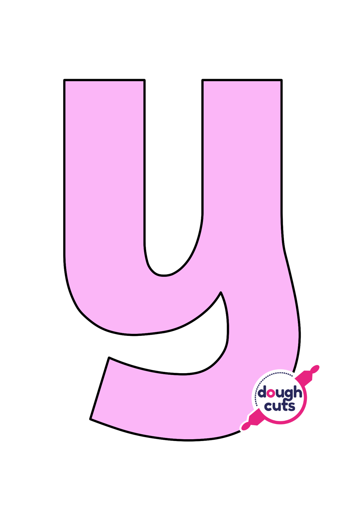 print at home baking stencil for lower case alphabet letter y
