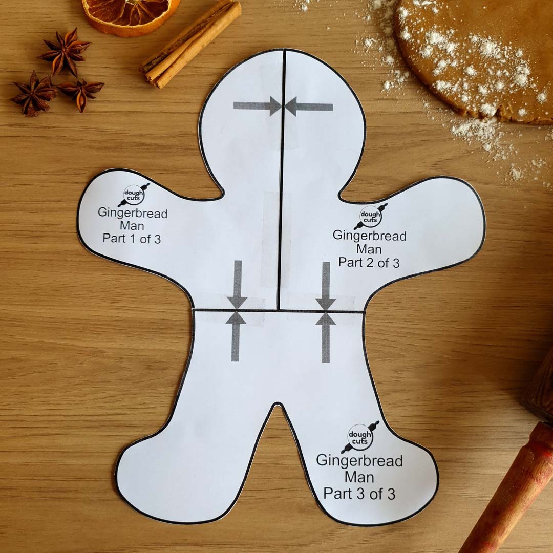PRINT AT HOME Gingerbread Man Cookie Cake Template 12" Tall DoughCuts