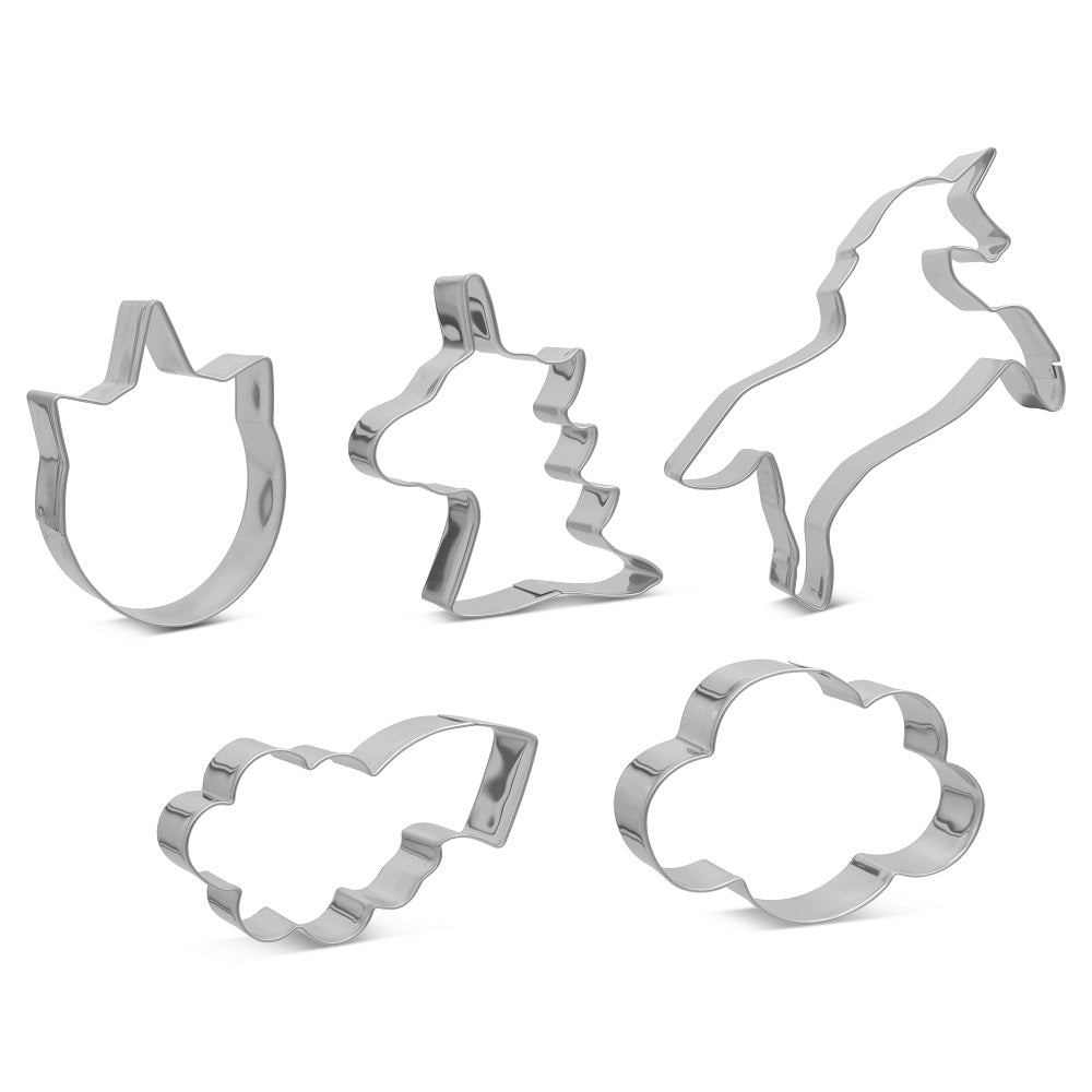 Unicorn Magic Set of 5 Cookie Cutters - Stainless Steel Professional Quality
