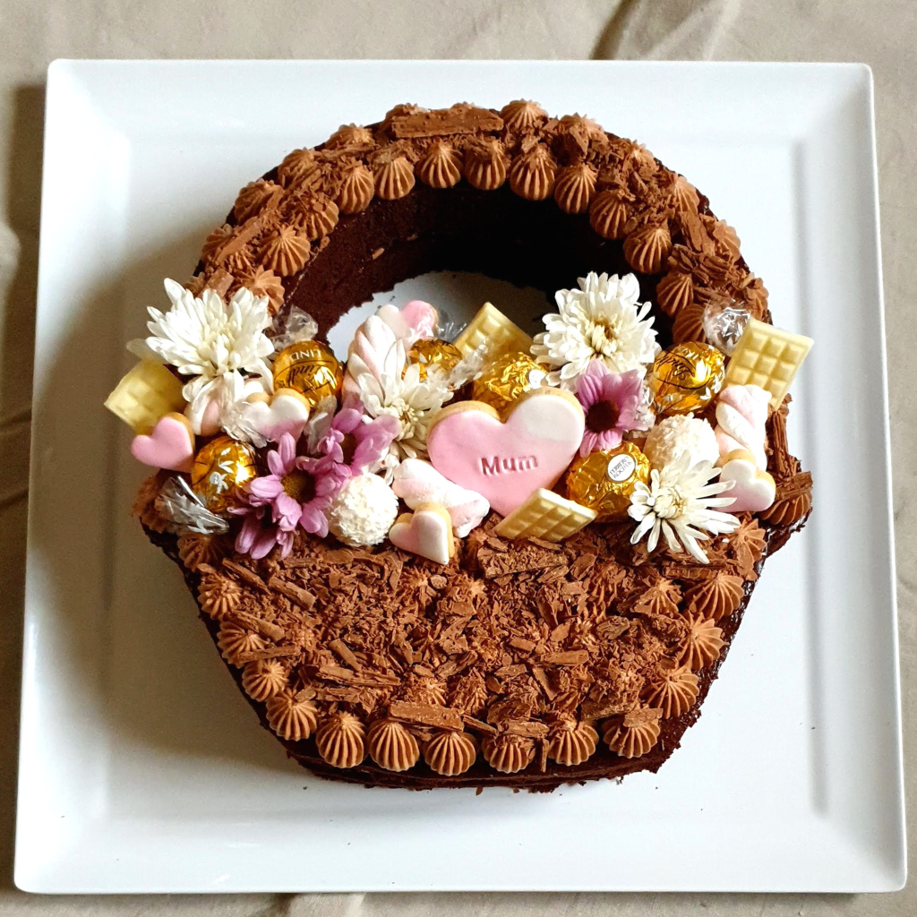 Flower Basket Cake For Mothers Day made using my print at home basket stencil