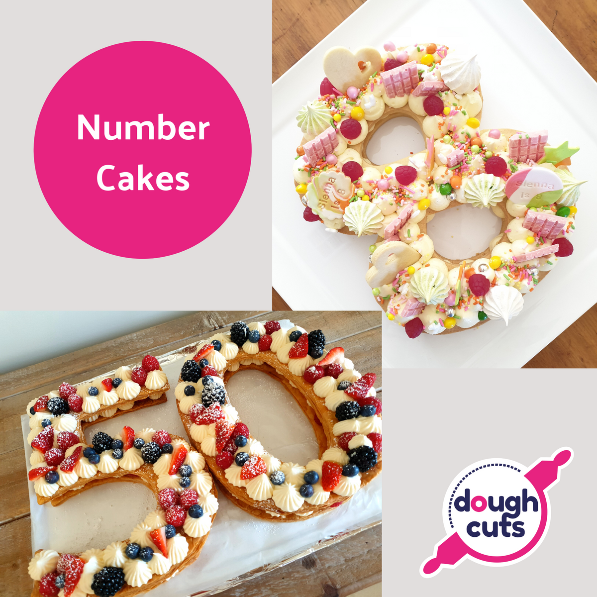 Set of 9 Number Cookie Cake Templates