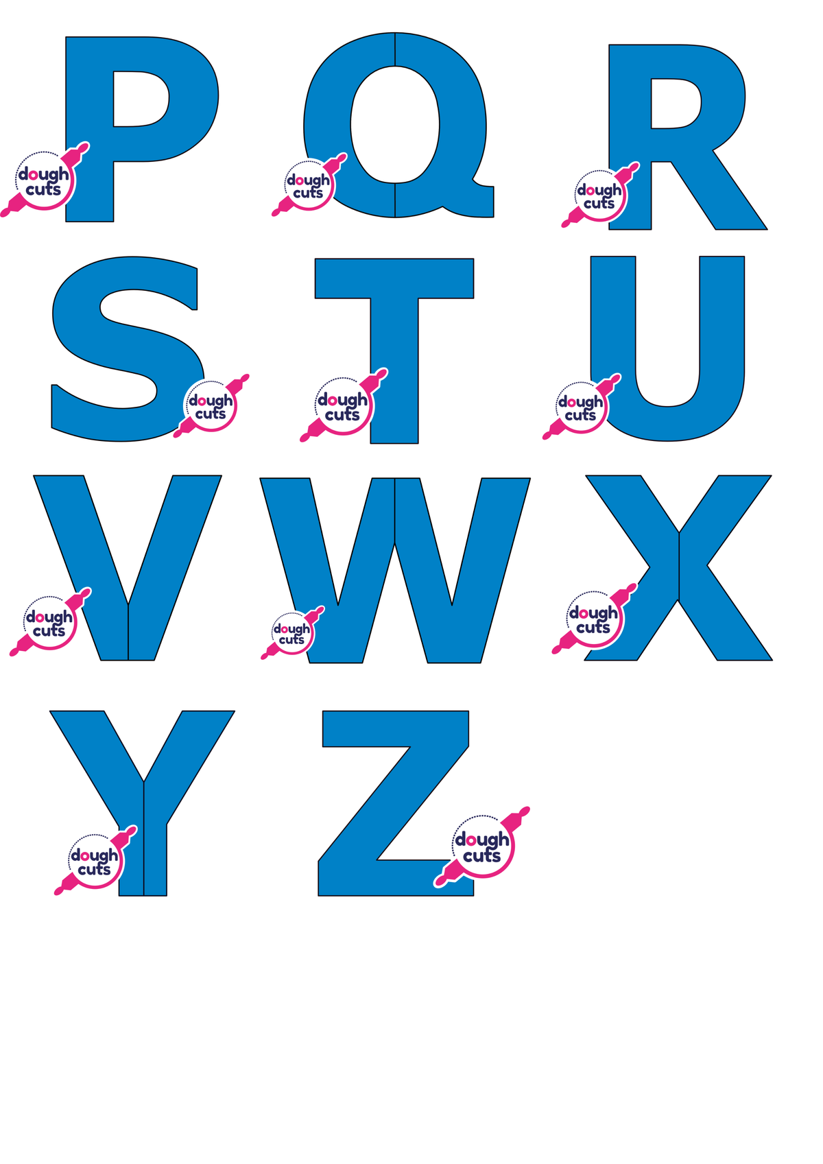 PRINT AT HOME - Set of 26 Alphabet Letter Cookie Cake Templates 8&quot; Tall