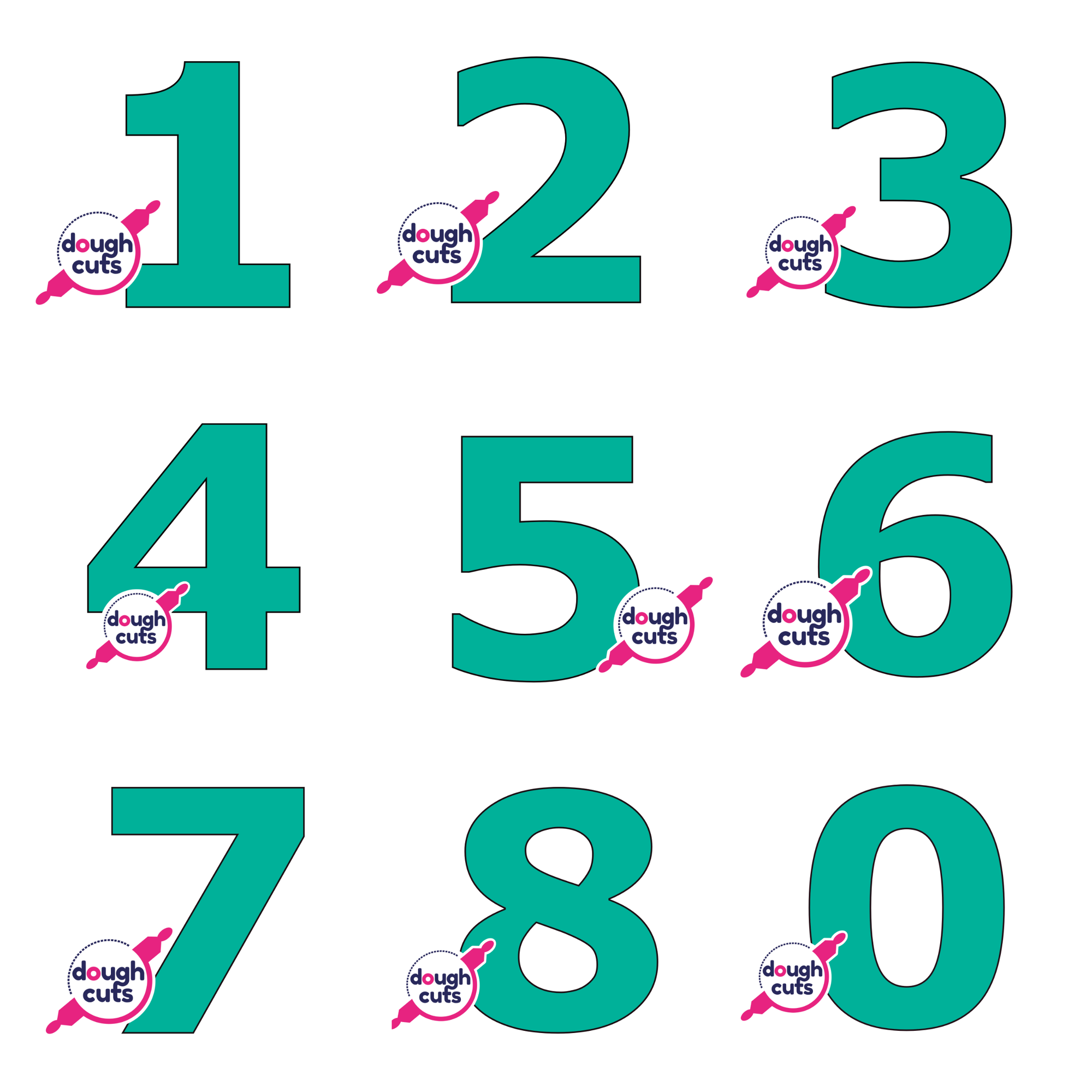 Cookie Cake Templates - Numbers - DoughCuts Cookie Cake Templates - Numbers - DoughCuts