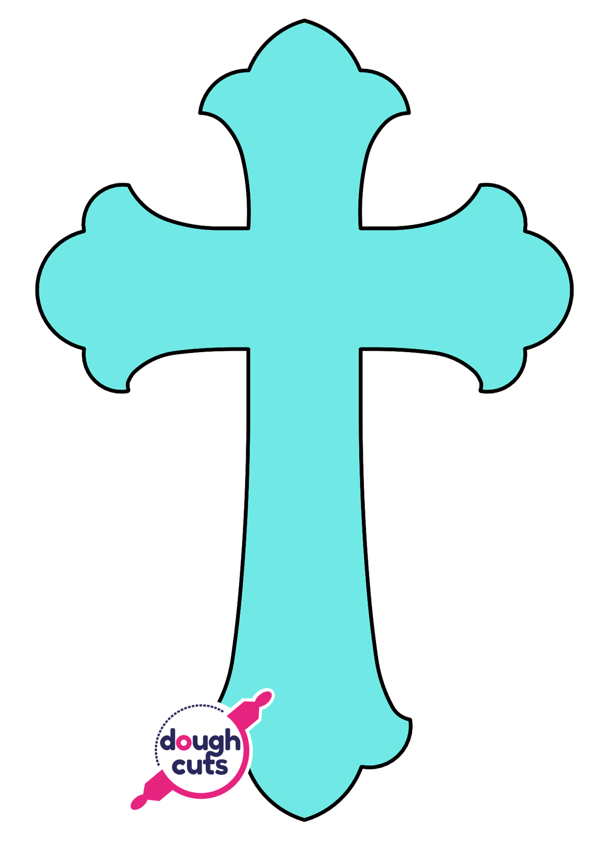 PRINT AT HOME Ornate Cross Cookie Cake Template 15" Tall DoughCuts