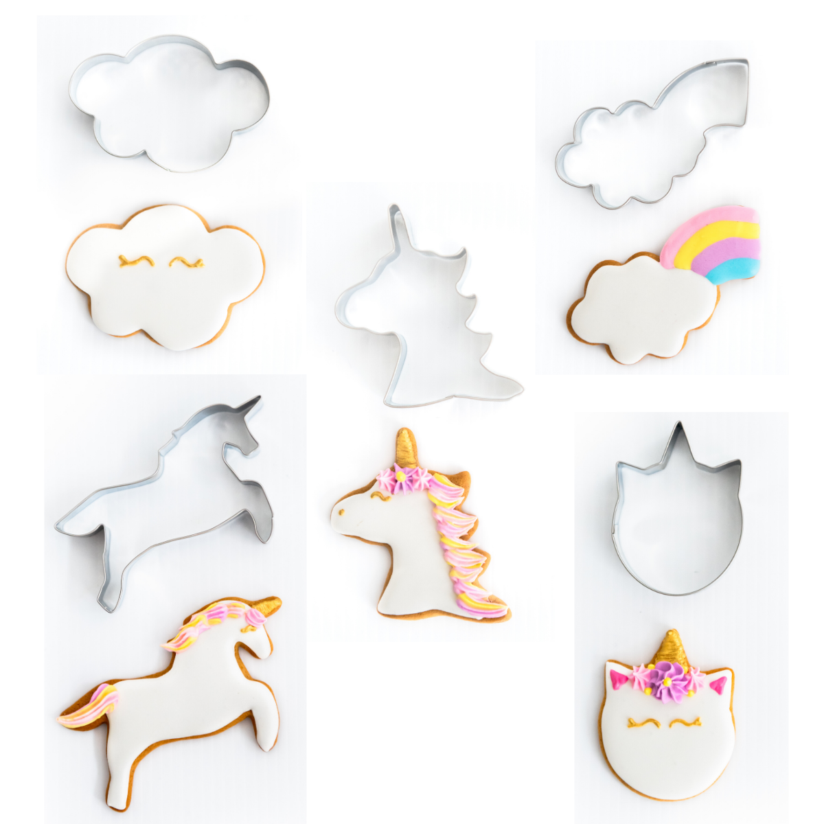 Unicorn Magic Set of 5 Cookie Cutters - Stainless Steel Professional Quality